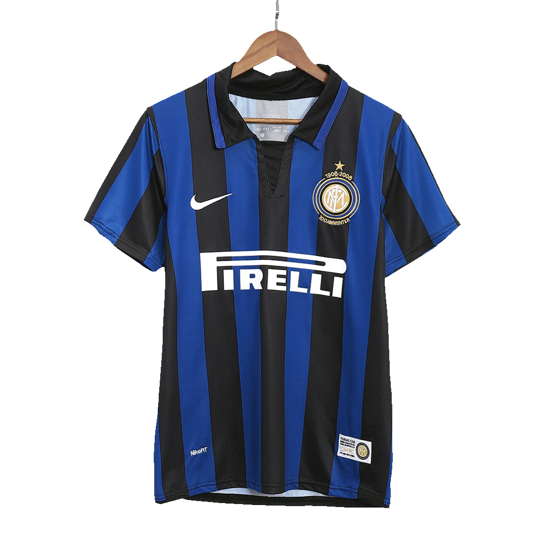 Men's Retro 2007/08 Inter Milan Home 100th Anniversary Soccer Jersey ...