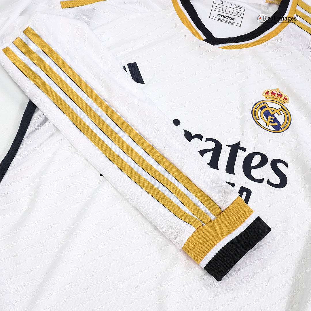 Men's Authentic Real Madrid Home Soccer Long Sleeves Jersey Shirt 2023/24