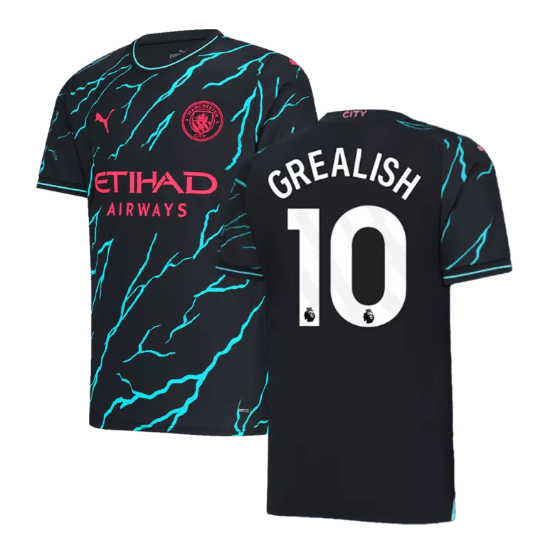 Men's GREALISH #10 Manchester City Third Away Soccer Jersey Shirt 2023/24 - Fan Version - Pro Jersey Shop