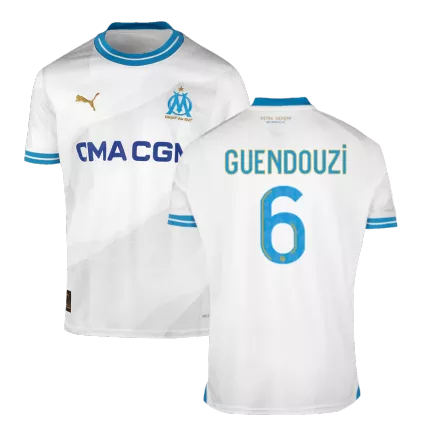 Men's GUENDOUZI #6 Marseille Home Soccer Jersey Shirt 2023/24 - Fan Version - Pro Jersey Shop