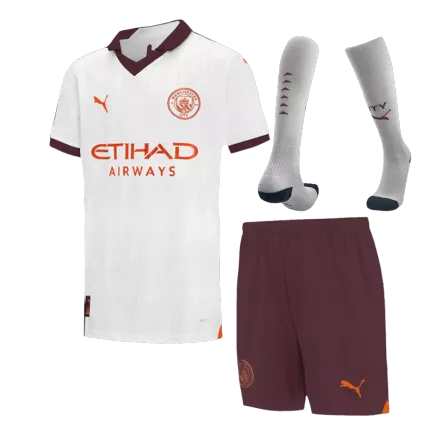 Kids Manchester City Away Soccer Jersey Whole Kit (Jersey+Shorts+Socks) 2023/24 - Pro Jersey Shop