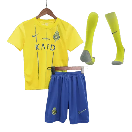 Kids Al Nassr Home Soccer Jersey Whole Kit (Jersey+Shorts+Socks) 2023/24 - Pro Jersey Shop