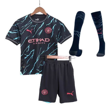 Kids Manchester City Third Away Soccer Jersey Whole Kit (Jersey+Shorts+Socks) 2023/24 - Pro Jersey Shop