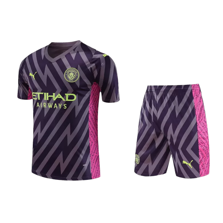 Men's Manchester City Goalkeeper Soccer Jersey Kit (Jersey+Shorts) 2023/24 - Fan Version - Pro Jersey Shop