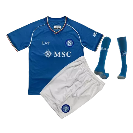Kids Napoli Home Soccer Jersey Whole Kit (Jersey+Shorts+Socks) 2023/24 - Pro Jersey Shop
