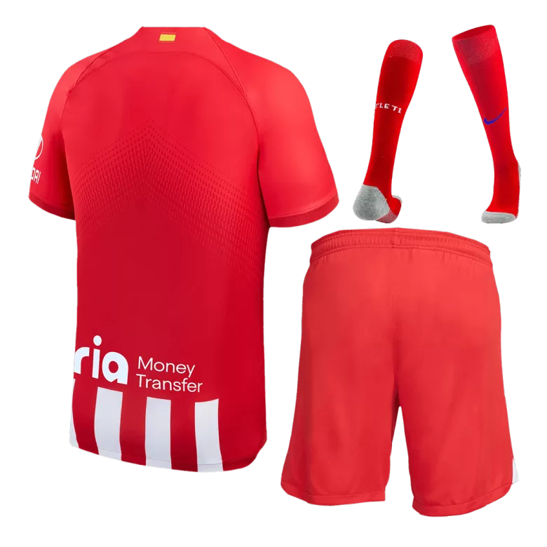 Men's Atletico Madrid Home Soccer Jersey Whole Kit (Jersey+Shorts+Socks) 2023/24 - Fan Version - Pro Jersey Shop