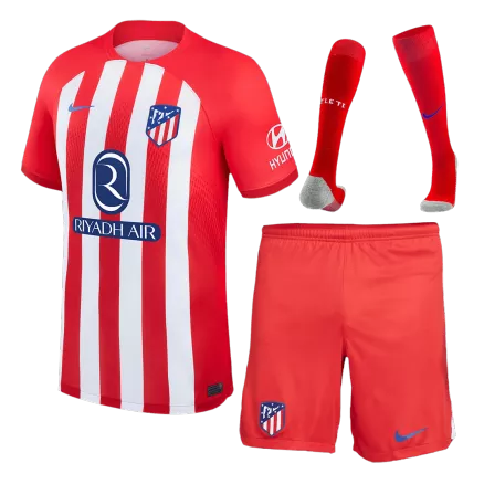 Men's Atletico Madrid Home Soccer Jersey Whole Kit (Jersey+Shorts+Socks) 2023/24 - Fan Version - Pro Jersey Shop