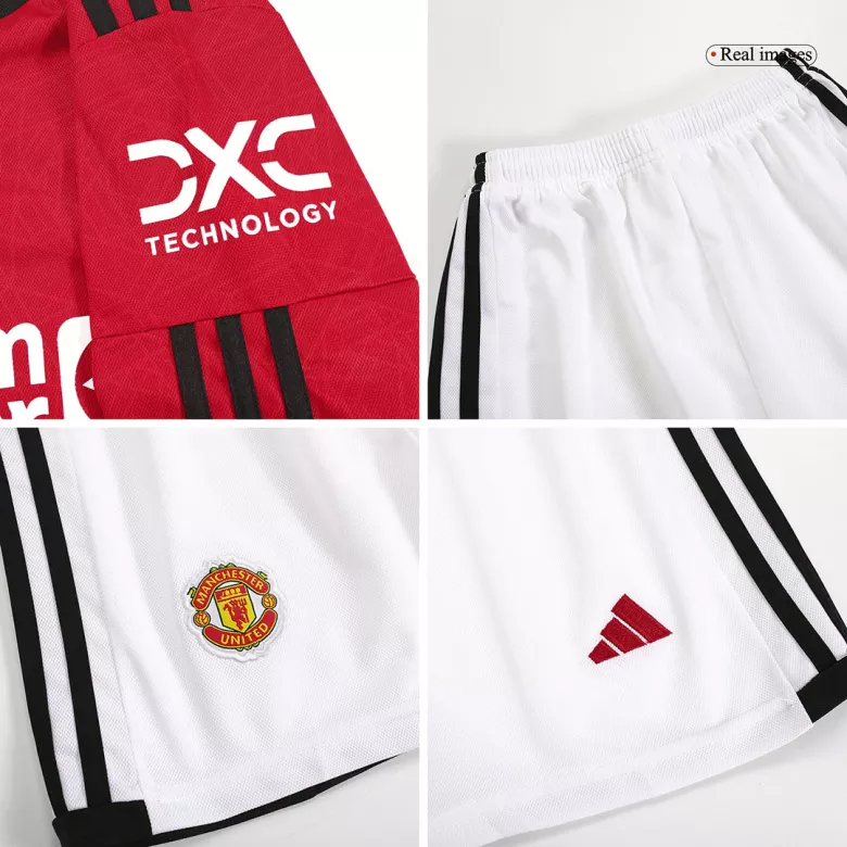 Kids Manchester United Home Long Sleeve Soccer Jersey Kit (Jersey+Shorts) 2023/24 - Pro Jersey Shop