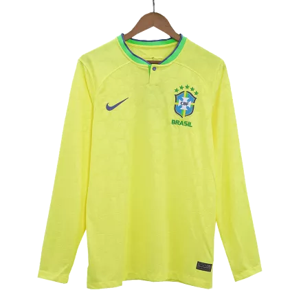 Men's Brazil Home Long Sleeves Soccer Jersey Shirt 2022 - World Cup 2022 - Fan Version - Pro Jersey Shop