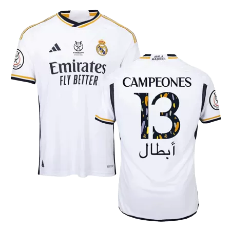 Men's Authentic CAMPEONES #13 Real Madrid Home Soccer Jersey Shirt 2023/24 - Pro Jersey Shop