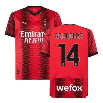 Men's REIJNDERS #14 AC Milan Home Soccer Jersey Shirt 2023/24 - Fan Version - Pro Jersey Shop