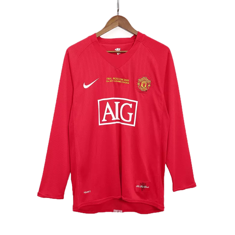 Men's Retro 2007/08 Manchester United Home Long Sleeves Soccer Jersey Shirt - Fan Version - Pro Jersey Shop