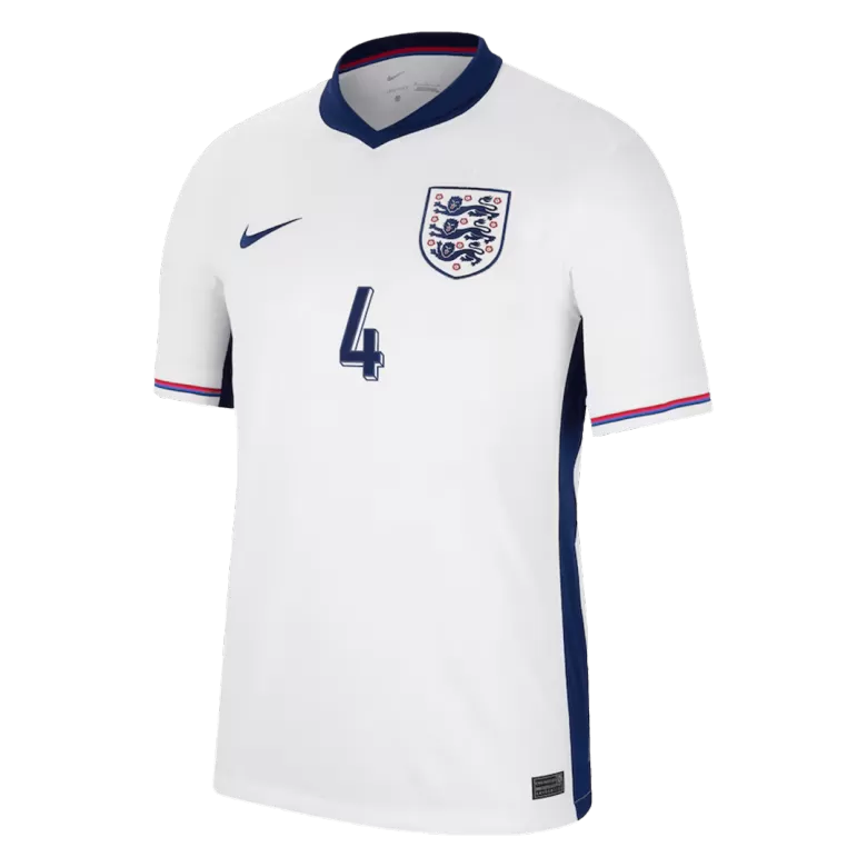 Men's RICE #4 England Home Soccer Jersey Shirt EURO 2024 - Fan Version - Pro Jersey Shop