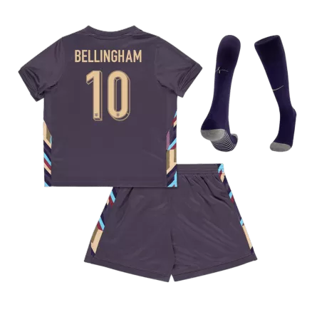 Kids BELLINGHAM #10 England Away Soccer Jersey Kit (Jersey+Shorts+Sockes) Euro 2024 - Pro Jersey Shop