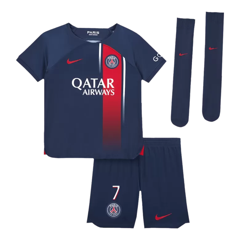 Kids MBAPPÉ #7 PSG Home Soccer Jersey Kit (Jersey+Shorts+Sockes) 2023/24 - Pro Jersey Shop