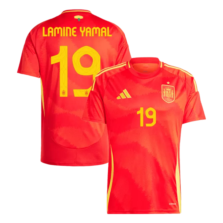 Men's LAMINE YAMAL #19 Spain Home Soccer Jersey Shirt Euro 2024 - Fan Version - Pro Jersey Shop