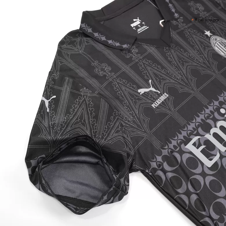 Men's Black Authentic AC Milan X Pleasures Fourth Away Soccer Jersey Shirt 2023/24 - Pro Jersey Shop