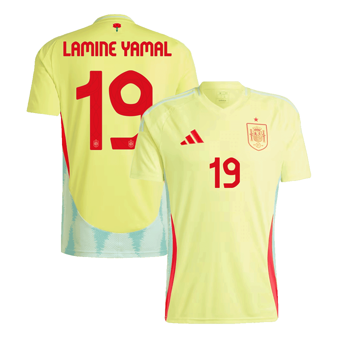 Men's LAMINE YAMAL #19 Spain Away Soccer Jersey Shirt Euro 2024 - Fan ...