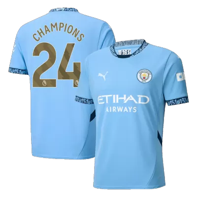 Men's CHAMPIONS #24 Manchester City Home Soccer Jersey Shirt 2024/25 - Fan Version - Pro Jersey Shop