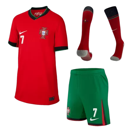 Kids RONALDO #7 Portugal Home Soccer Jersey Kit (Jersey+Shorts+Sockes) Euro 2024 - Pro Jersey Shop