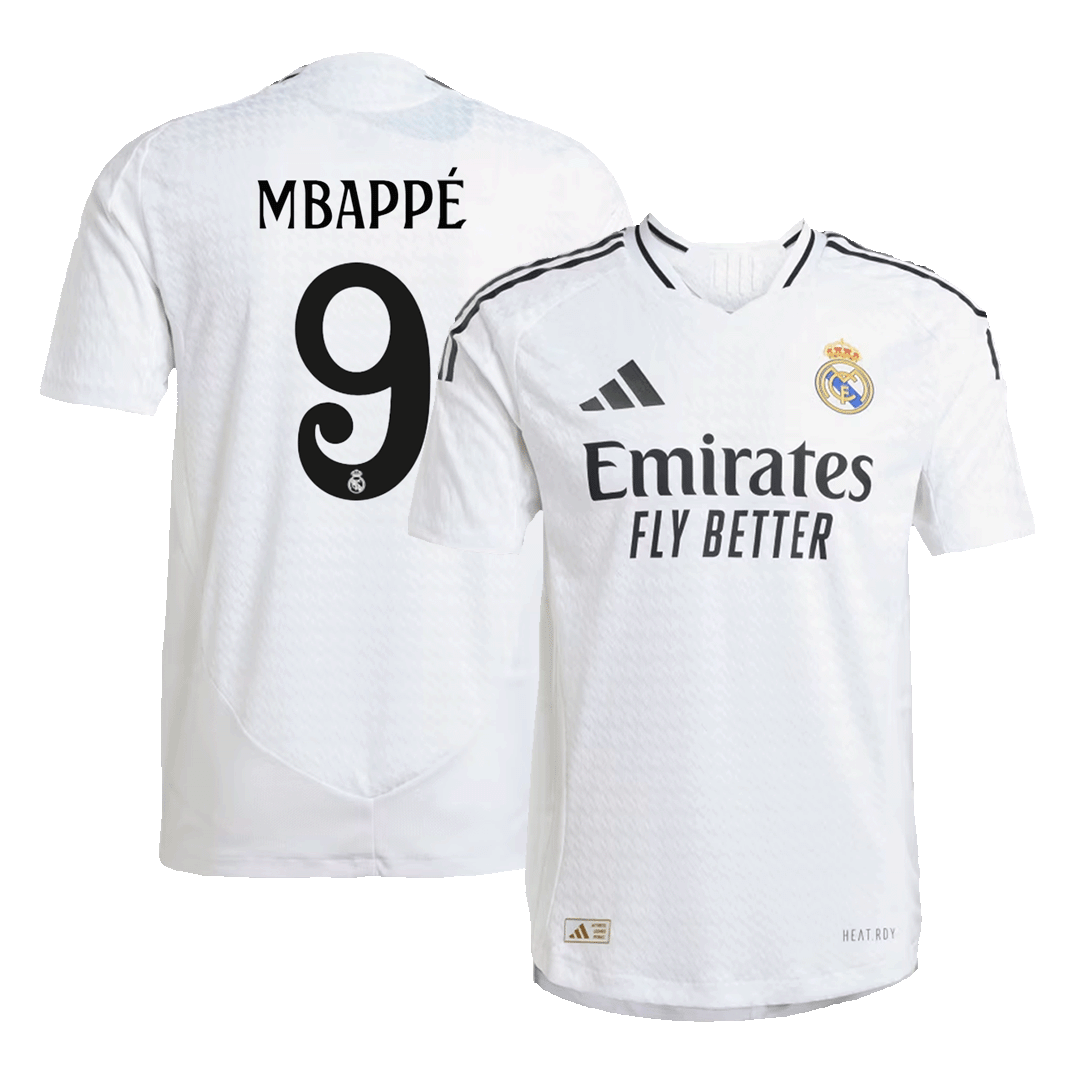 Men's Authentic MBAPPÉ 9 Real Madrid Home Soccer Jersey Shirt 2024/25