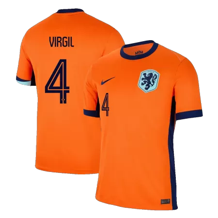 Men's VIRGIL #4 Netherlands Home Soccer Jersey Shirt Euro 2024 - Fan Version - Pro Jersey Shop