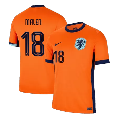 Men's MALEN #18 Netherlands Home Soccer Jersey Shirt Euro 2024 - Fan Version - Pro Jersey Shop