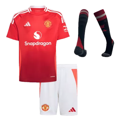 Kids Manchester United Home Soccer Jersey Whole Kit (Jersey+Shorts+Socks) 2024/25 - Pro Jersey Shop
