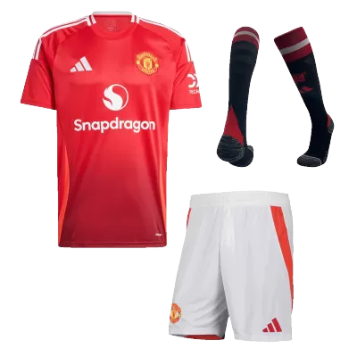 Men's Manchester United Home Soccer Jersey Whole Kit (Jersey+Shorts+Socks) 2024/25 - Pro Jersey Shop