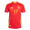 Men's Authentic WILLIAMS JR. #17 Spain Home Soccer Jersey Shirt 2024 - Player Version - Pro Jersey Shop