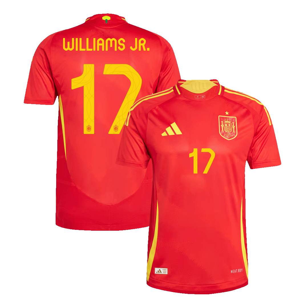 Men's Authentic WILLIAMS JR. #17 Spain Home Soccer Jersey Shirt 2024 ...