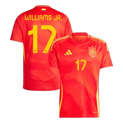 Men's WILLIAMS JR. #17 Spain Home Soccer Jersey Shirt Euro 2024 - Fan Version - Pro Jersey Shop