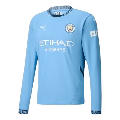 Men's Manchester City Home Long Sleeves Soccer Jersey Shirt 2024/25 - Fan Version - Pro Jersey Shop