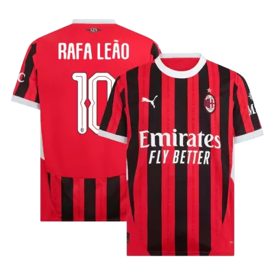 UCL Men's RAFA LEÃO #10 AC Milan Home Soccer Jersey Shirt 2024/25 - Fan Version - Pro Jersey Shop