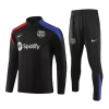 Men's Barcelona Zipper Tracksuit Sweat Shirt Kit (Top+Trousers) 2024/25 -Black - Pro Jersey Shop