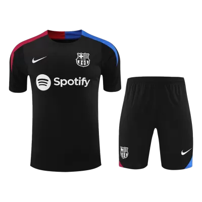 Men's Barcelona Pre-Match Training Soccer Jersey Kit (Jersey+Shorts) 2024/25 -Black - Pro Jersey Shop