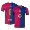 Men's Authentic GAVI #6 Barcelona Home Soccer Jersey Shirt 2024/25 Spotify Logo Without Text- Player Version - Pro Jersey Shop