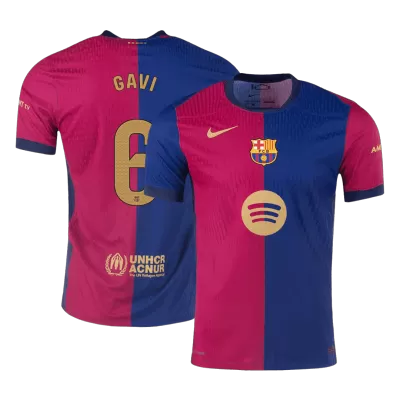 Men's Authentic GAVI #6 Barcelona Home Soccer Jersey Shirt 2024/25 Spotify Logo Without Text- Player Version - Pro Jersey Shop