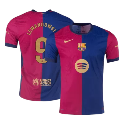 Men's Authentic LEWANDOWSKI #9 Barcelona Home Soccer Jersey Shirt 2024/25 Spotify Logo Without Text- Player Version - Pro Jersey Shop