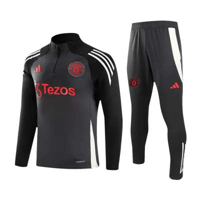 Men's Manchester United Zipper Tracksuit Sweat Shirt Kit (Top+Trousers) 2024/25 -Gray - Pro Jersey Shop