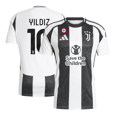 Men's YILDIZ #10 Juventus Save The Children Sponsor Home Soccer Jersey Shirt 2024/25 - Fan Version - Pro Jersey Shop