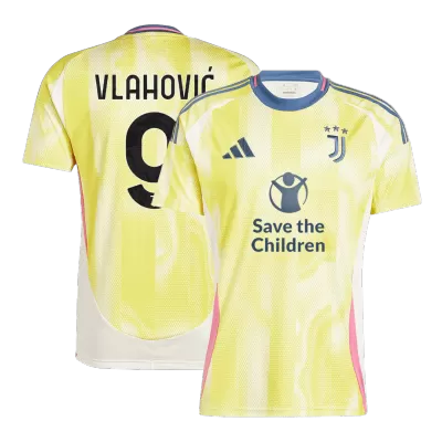 Men's VLAHOVIĆ #9 Juventus Save The Children Sponsor Away Soccer Jersey Shirt 2024/25 - Fan Version - Pro Jersey Shop