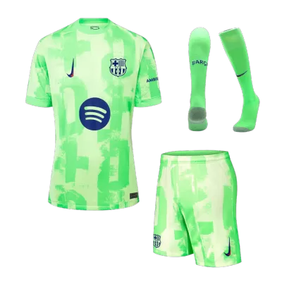 UCL Men's Barcelona Third Away Soccer Jersey Whole Kit (Jersey+Shorts+Socks) 2024/25 Spotify Logo Without Text - Pro Jersey Shop