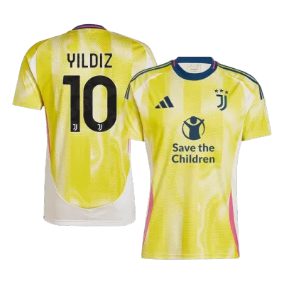 Men's YILDIZ #10 Juventus Save The Children Sponsor Away Soccer Jersey Shirt 2024/25 - Fan Version - Pro Jersey Shop