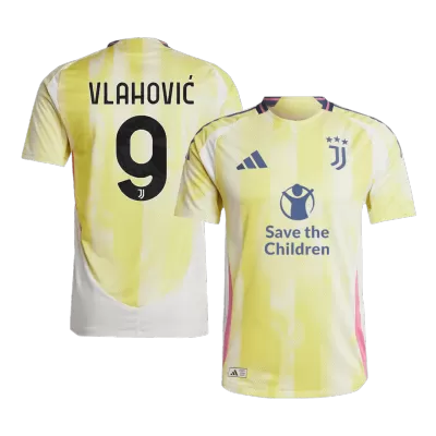 Men's Authentic VLAHOVIĆ #9 Juventus Away Soccer Jersey Shirt 2024/25 Save The Children Sponsor- Player Version - Pro Jersey Shop