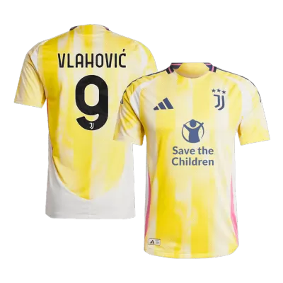 Men's Authentic VLAHOVIĆ #9 Juventus Away Soccer Jersey Shirt 2024/25 Save The Children Sponsor- Player Version - Pro Jersey Shop