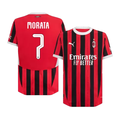 UCL Men's Authentic MORATA #7 AC Milan Home Soccer Jersey Shirt 2024/25 - Player Version - Pro Jersey Shop