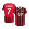 Men's Authentic GIMENEZ #7 AC Milan Home Soccer Jersey Shirt 2024/25 - Player Version - Pro Jersey Shop