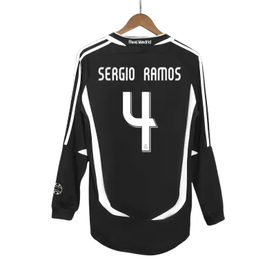 Men's Retro 2006/07 Replica SERGIO RAMOS #4 Real Madrid Away Long Sleeves Soccer Jersey Shirt - Pro Jersey Shop