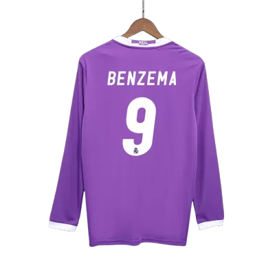 Men's Retro 2016/17 Replica BENZEMA #9 Real Madrid Away Long Sleeves Soccer Jersey Shirt - Pro Jersey Shop